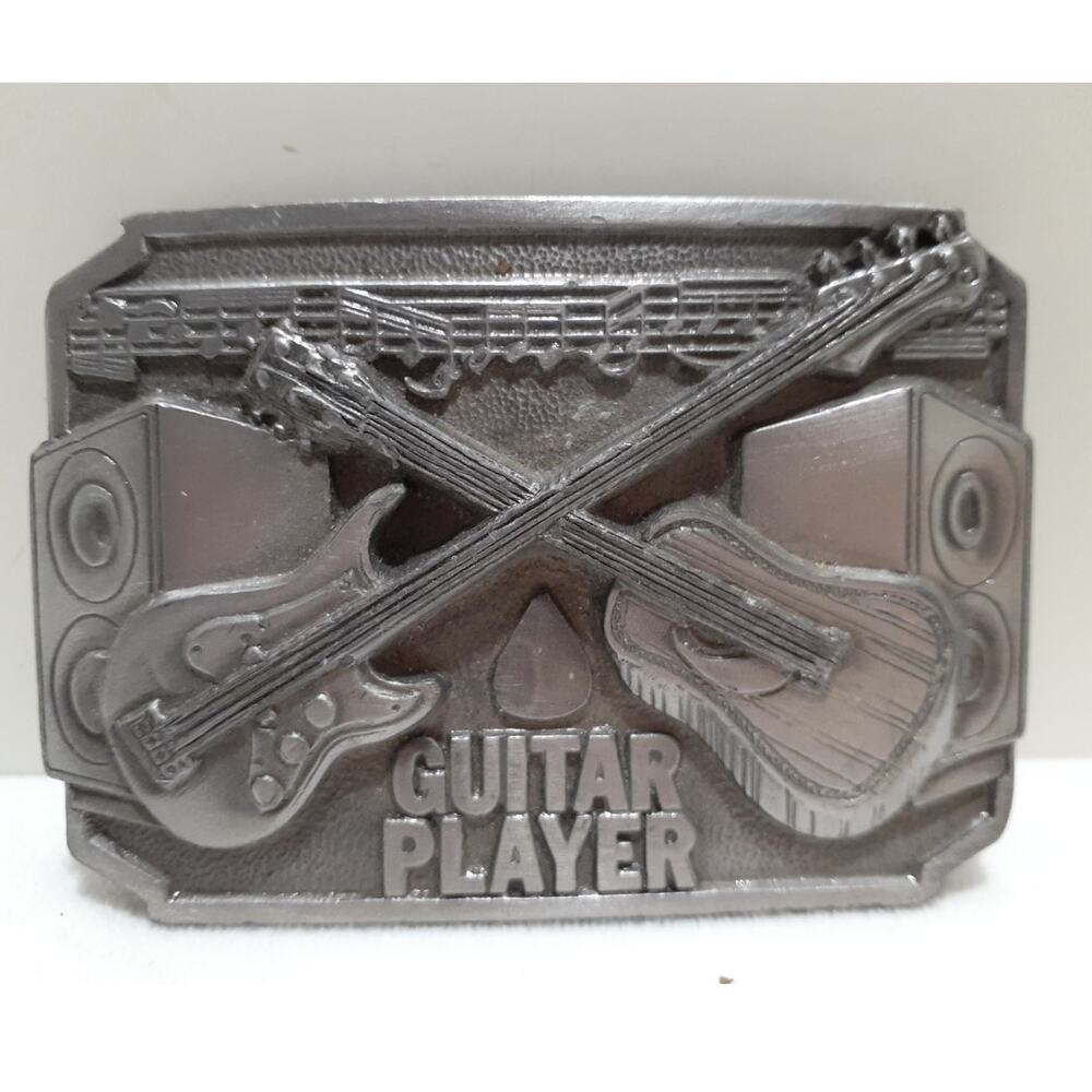 Buckles of America Men's Belt Buckle Guitar Player Pewter